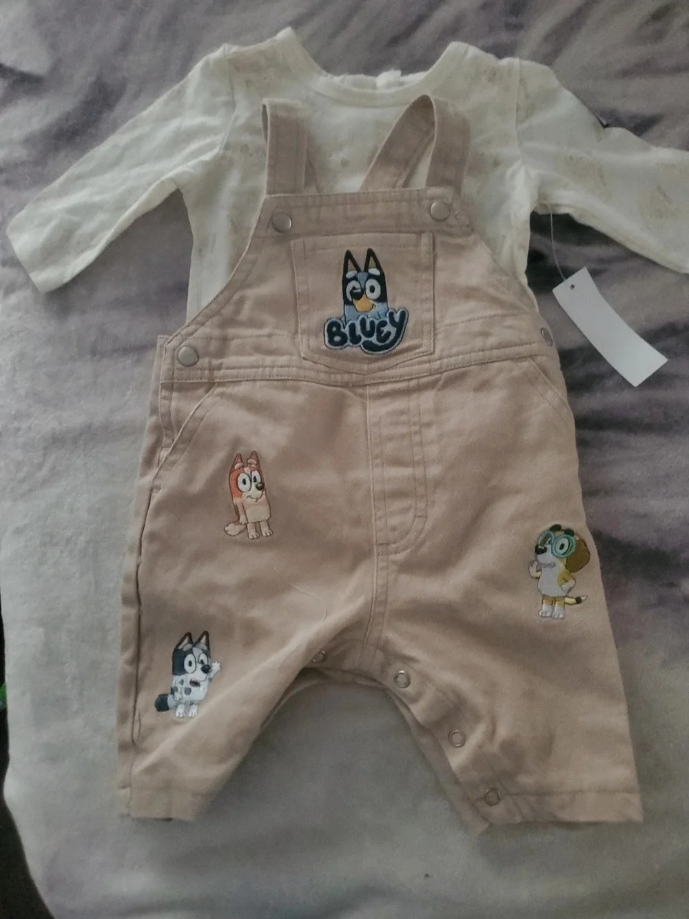0-3 Months New Beige Bluey Overalls